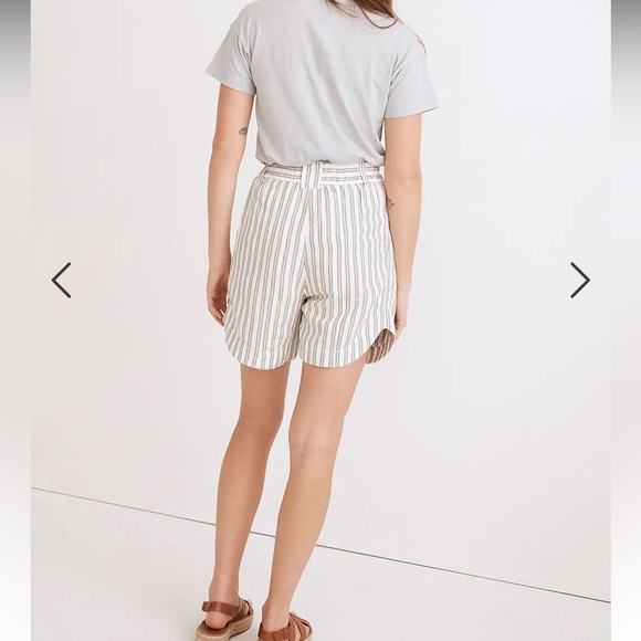 Madewell - Linen-Blend Curved-Hem Shorts in Stripe NWT Size S - Picture 3 of 8